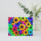 Neon Sunflower Briefkaart (Staand voorkant)