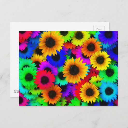 Neon Sunflower Briefkaart (Voorkant / Achterkant)