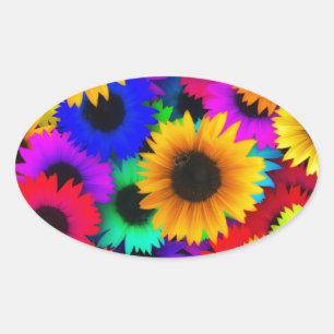 Neon Sunflower Ovale Sticker