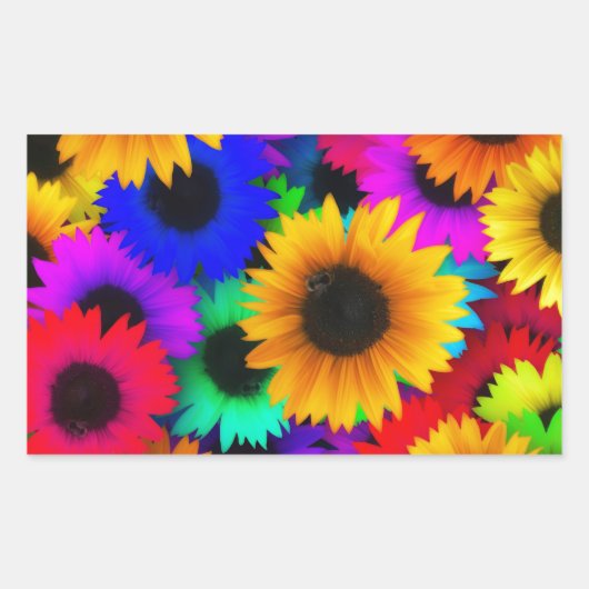 Neon Sunflower Rechthoekige Sticker (Voorkant)