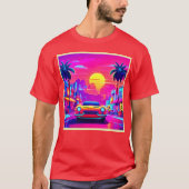 Neon Sunset City Drive aan Favorieten toegevoegd T-shirt (Voorkant)