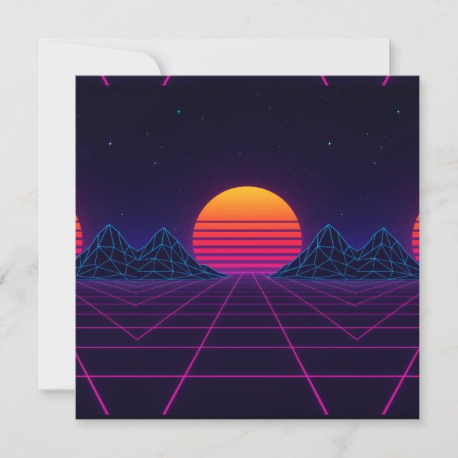 Neon Sunset Grid – Retro-futuristische Synthwave S (Voorkant)