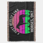 Neon Sunset ik hou echt van paarden Deken (Voorkant Verticaal)