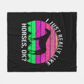 Neon Sunset ik hou echt van paarden Fleece Deken (Voorkant (Horizontaal))