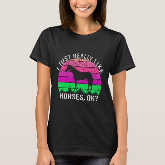 Neon Sunset ik hou echt van paarden T-shirt (Voorkant)