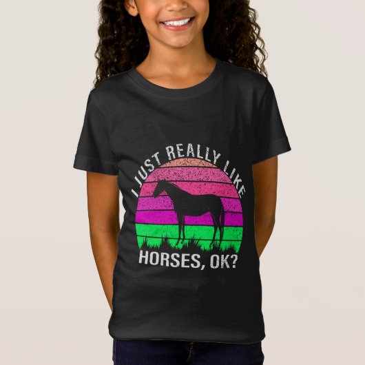 Neon Sunset ik hou echt van paarden T-shirt (Voorkant)