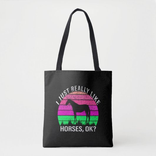Neon Sunset ik hou echt van paarden Tote Bag (Voorkant)