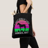 Neon Sunset ik hou echt van paarden Tote Bag (Dichtbij)
