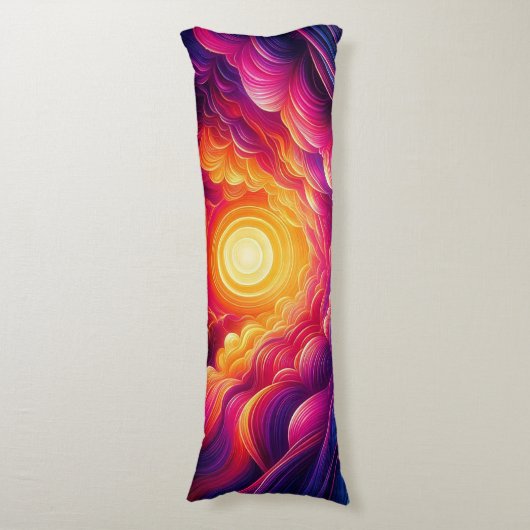 Neon Sunset Lichaamskussen (Voorkant Verticaal)