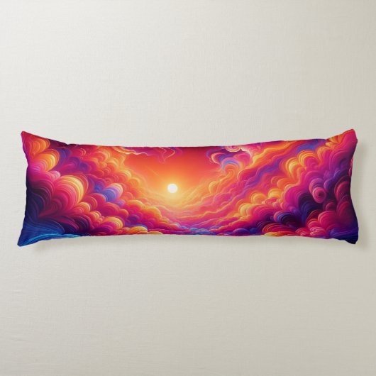 Neon Sunset Lichaamskussen (Voorkant)