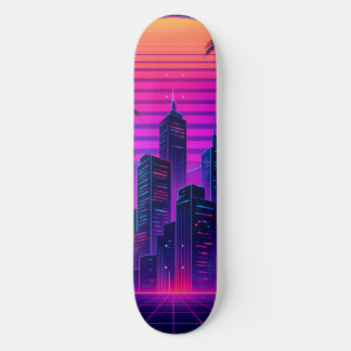 Neon Sunset Retro-futuristisch stadsbeeld Persoonlijk Skateboard