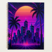 Neon Sunset Retro-futuristisch stadsbeeld Planner (Voorkant)