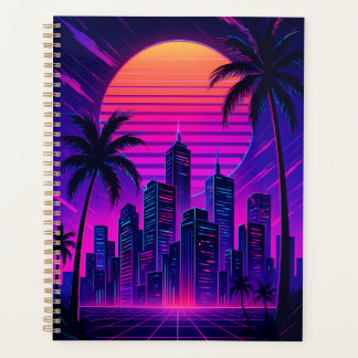 Neon Sunset Retro-futuristisch stadsbeeld Planner