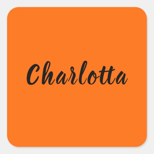 Neon Sunset Sinaasappel Effen Kleur Aangepast Gepe Vierkante Sticker (Voorkant)