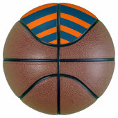 Neon Sunset Sinaasappel en Ocean Blue Cool Striped Basketbal (Rechts)