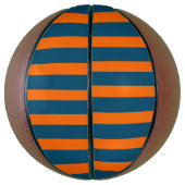 Neon Sunset Sinaasappel en Ocean Blue Cool Striped Basketbal (Verticaal)