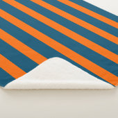 Neon Sunset Sinaasappel en Ocean Blue Cool Striped Sherpa Deken (3/4)