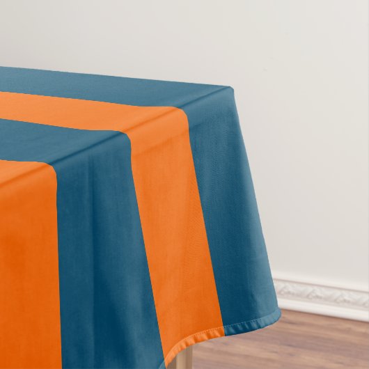 Neon Sunset Sinaasappel en Ocean Blue Cool Striped Tafelkleed (Voorbeeld)