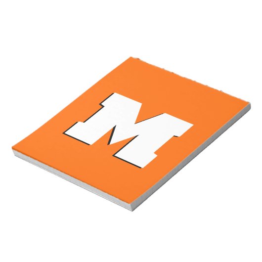 Neon Sunset Sinaasappel en wit 3D Big Modern Initi Notitieblok (Linkerzijde)