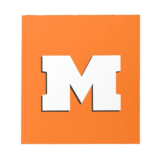 Neon Sunset Sinaasappel en wit 3D Big Modern Initi Notitieblok (Voorkant)