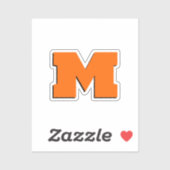 Neon Sunset Sinaasappel en wit 3D Big Modern Initi Sticker (Vel)