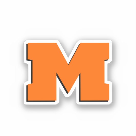 Neon Sunset Sinaasappel en wit 3D Big Modern Initi Sticker (Voorkant)