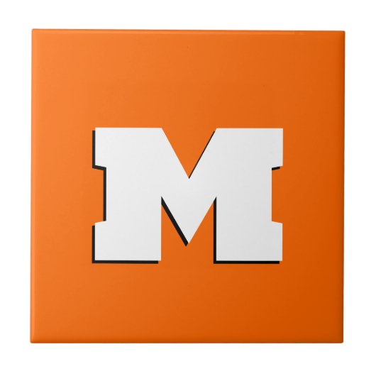 Neon Sunset Sinaasappel en wit 3D Big Modern Initi Tegeltje (Voorkant)