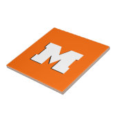 Neon Sunset Sinaasappel en wit 3D Big Modern Initi Tegeltje (Zijkant)