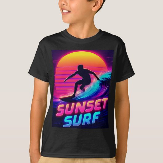 Neon Sunset Surven Silhouette T-shirt (Voorkant)