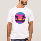 Neon Sunset Synthwave – Retro 80s esthetisch ontwe T-shirt (Voorkant)
