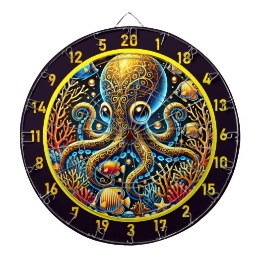 Neon Surge Octopus Dartboard Dartbord (Voorkant)
