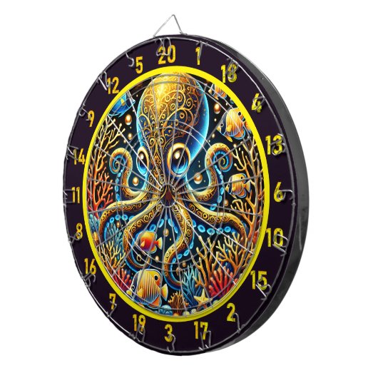 Neon Surge Octopus Dartboard Dartbord (Voorkant Rechts)