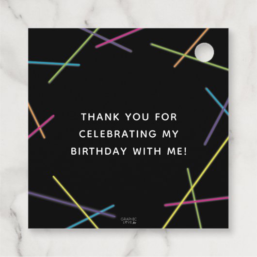 Neon Sweet 16 Birthday Glow Party Bedankjes Labels (Achterkant)