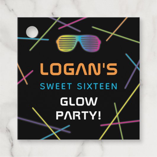 Neon Sweet 16 Birthday Glow Party Bedankjes Labels (Voorkant)