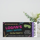 Neon Sweet 16 Birthday Glow Party Kaart (Staand voorkant)