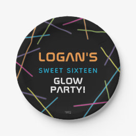 Neon Sweet 16 Birthday Glow Party Papieren Bordje
