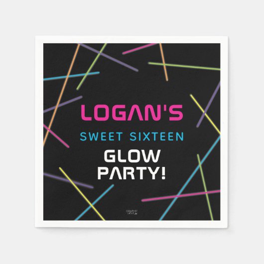 Neon Sweet 16 Birthday Glow Party Servet (Voorkant)