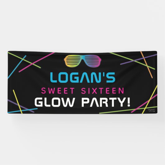 Neon Sweet 16 Birthday Glow Party Spandoek (Horizontaal)