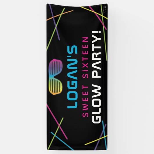 Neon Sweet 16 Birthday Glow Party Spandoek (Verticaal)