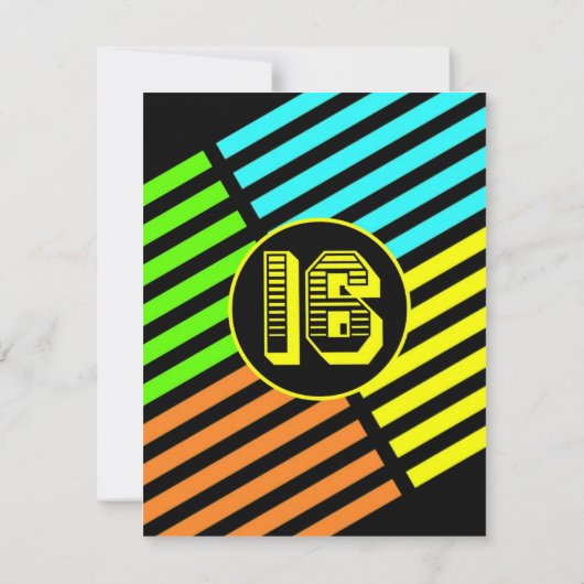 Neon Sweet 16 Kaart (Achterkant)