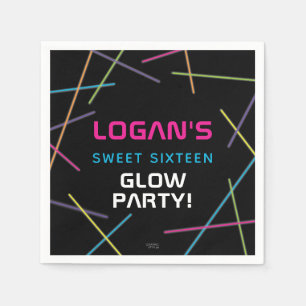 Neon Sweet 16 Verjaardag Glow Feest Servet