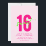 Neon Sweet Sixteen Birthday Party Invitation Kaart<br><div class="desc">Neon Sweet Sixteen Birthday Party Invitation</div>