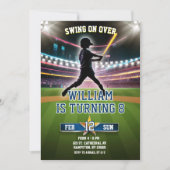 Neon Swing On Over Baseball Verjaardag Kaart (Voorkant)