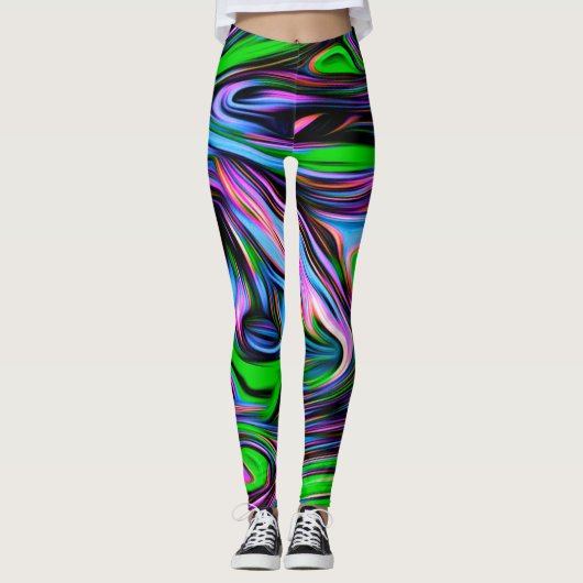 Neon Swirl Design Pattern-Leggings Leggings (Voorkant)