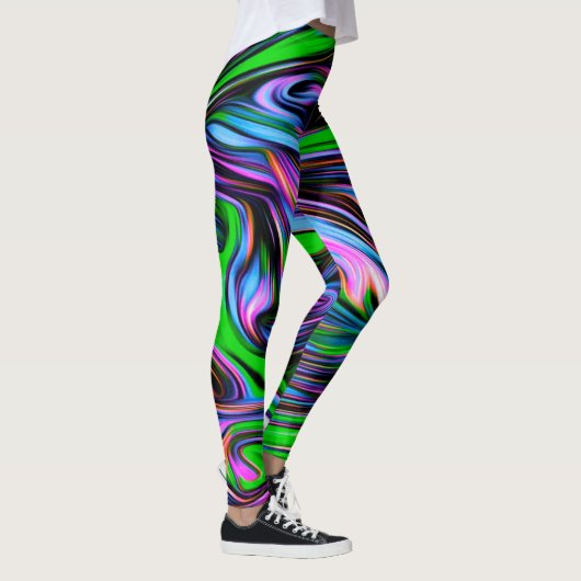 Neon Swirl Design Pattern-Leggings Leggings (Rechts)