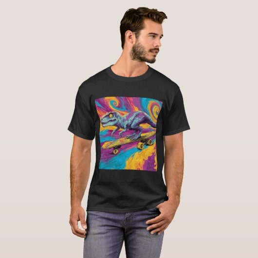 Neon Swirl Dino Skater T-shirt (Voorkant volledig)