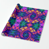Neon Swirl Party inpakpapier (Uitgerold)