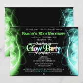 Neon Swirls Glow Party-uitnodigingen Kaart (Voorkant / Achterkant)