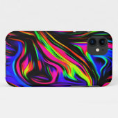 Neon Swirls Marged Black Yellow Pink Blue Case-Mate iPhone Case (Achterkant (horizontaal))