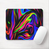 Neon Swirls Marged Black Yellow Pink Blue Muismat (Met muis)